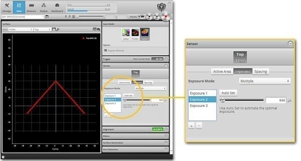 Multiple Exposure Settings in Gocator Firmware Interface