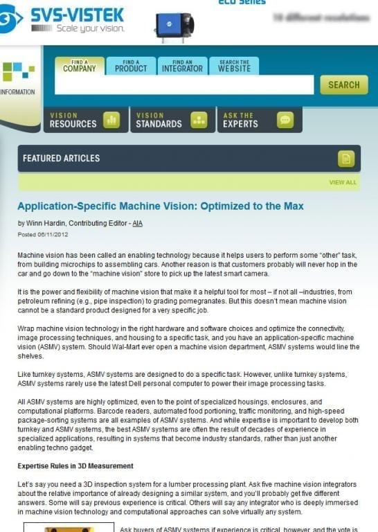 Application-Specific Machine Vision: Optimized to the Max