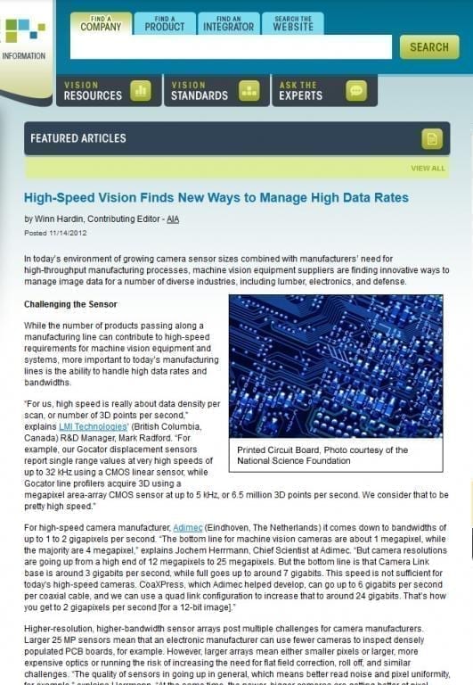 High-Speed Vision Finds New Ways to Manage High Data Rates