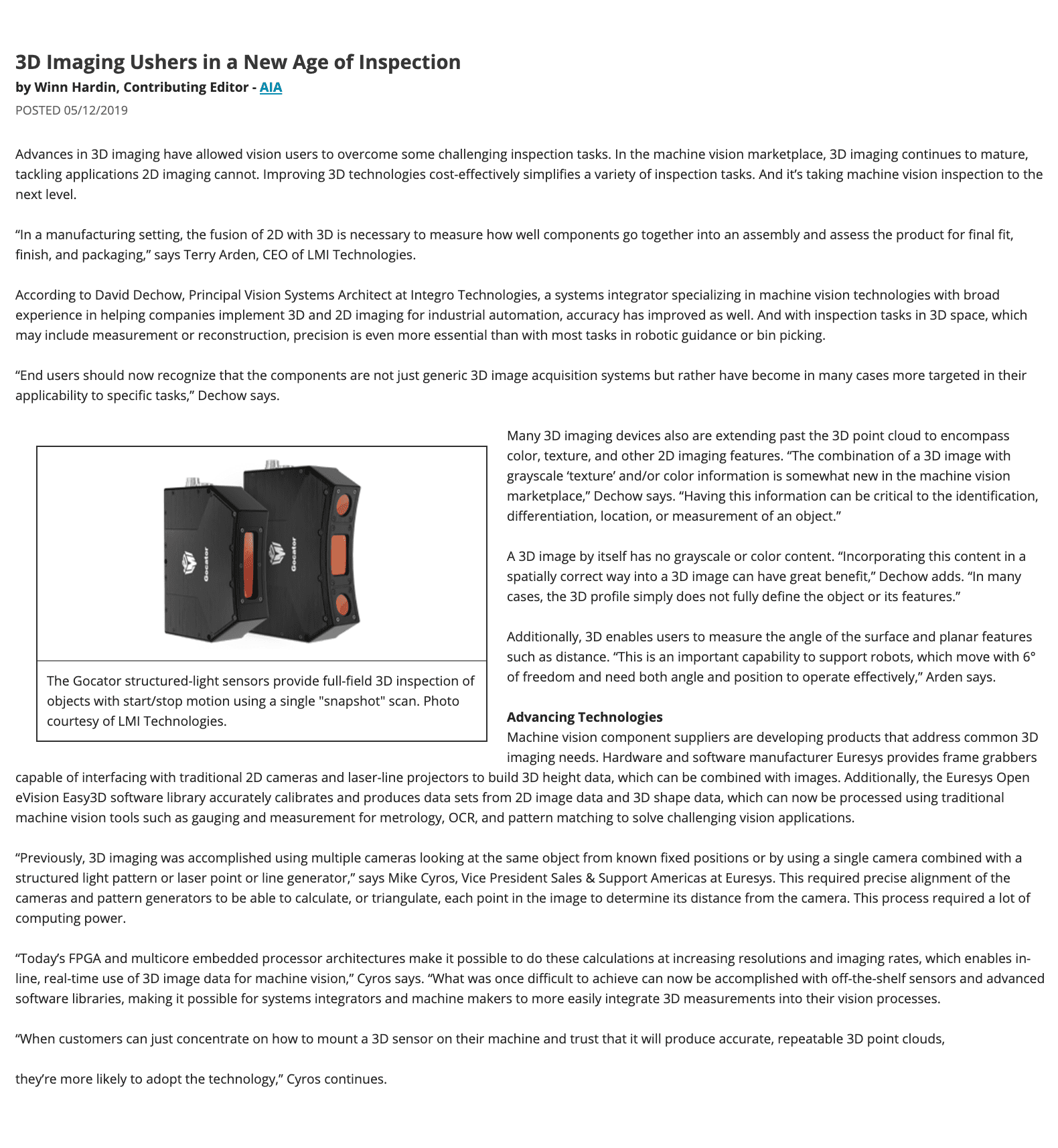 3D Imaging Ushers in a New Age of Inspection