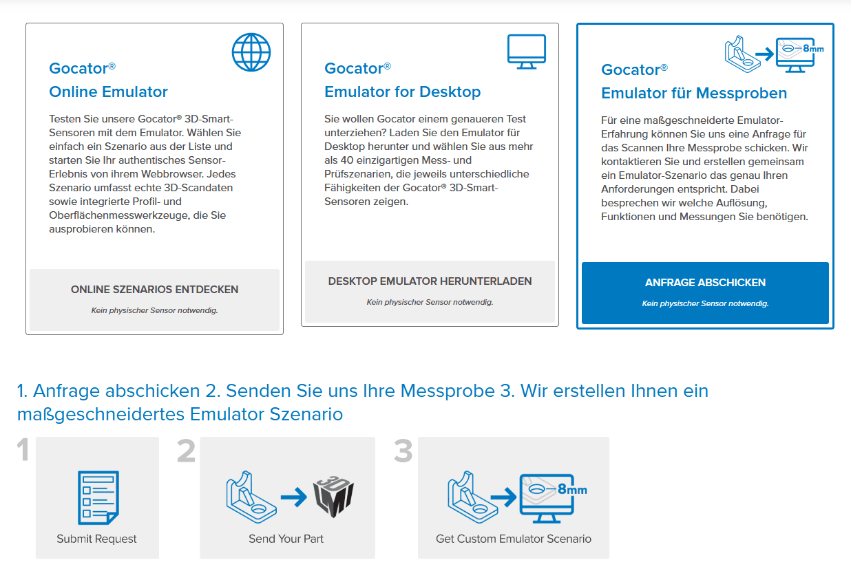 Gocator Emulator für Messproben