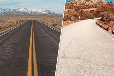 Road Asphalt vs Concrete contrast